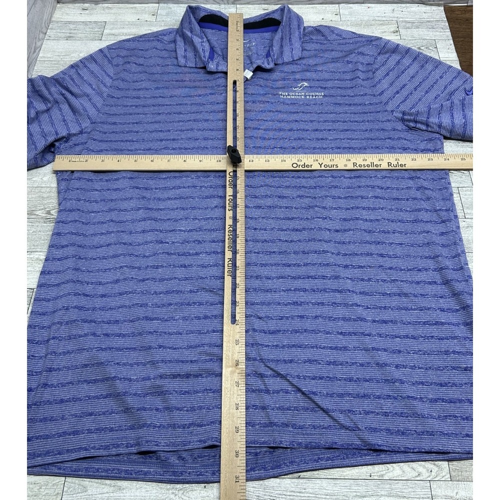 Mens Nike Dri-fit Polo Golf Shirt Purple Striped Ocean Course Hammock Beach XL - Picture 6 of 7